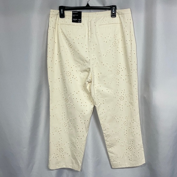 NWT 14P Alfani Antique White Dresses Eyelet Lined Ankle Trouser Pants - Picture 6 of 10
